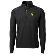 Men's Cutter \u0026 Buck Black Wyoming Cowboys Adapt Eco Knit Hybrid Recycled Quarter-Zip Pullover Top